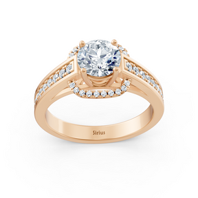 Elegant rose gold side stone diamond ring