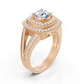 Roségoldener Quadratischer Halo Weisstopas Diamantring