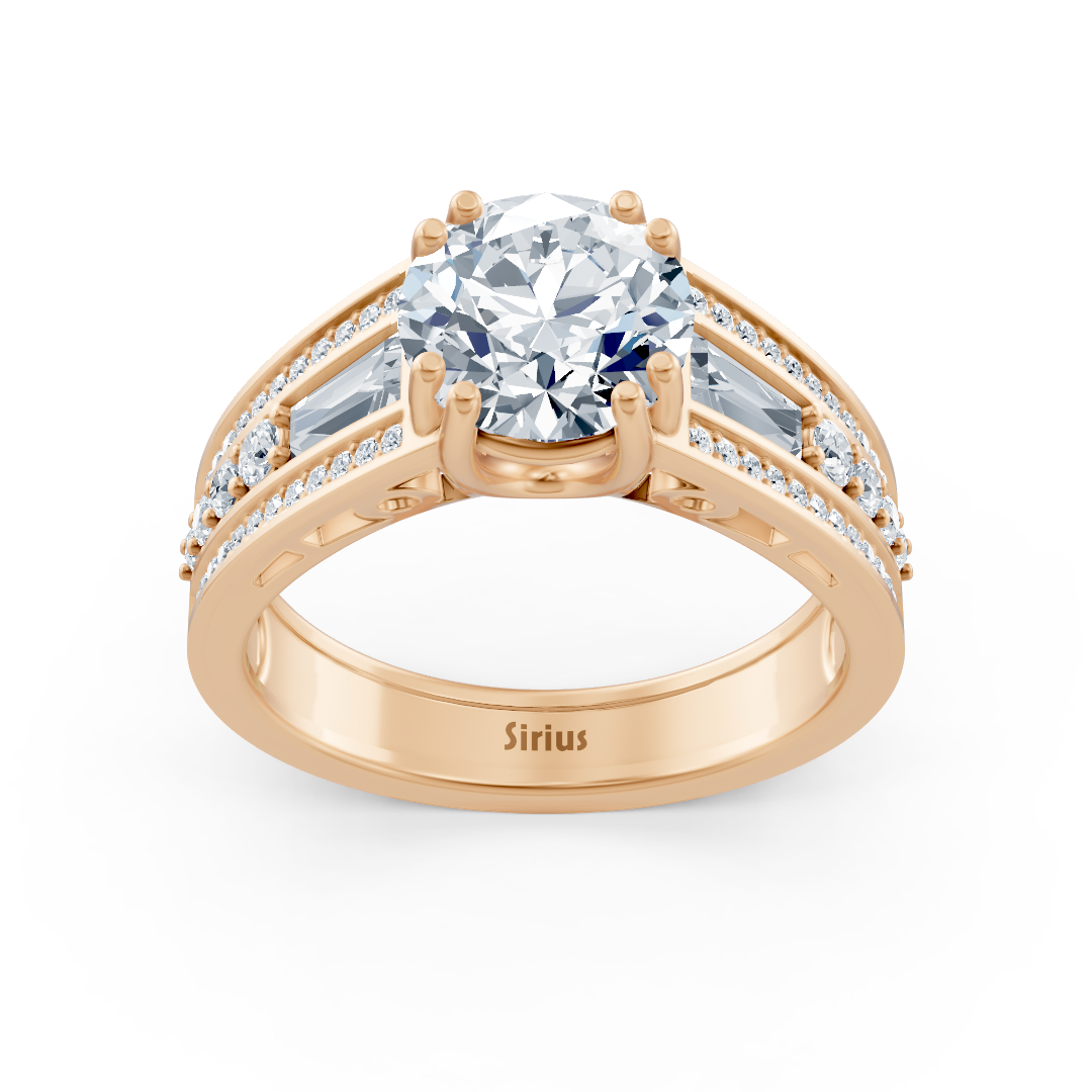 Rose gold baguette-cut diamond ring