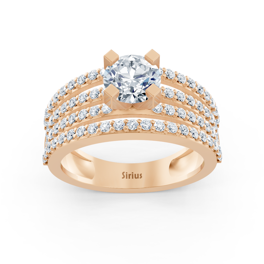 Bague Éternité et Solitaire Diamant Or Rose