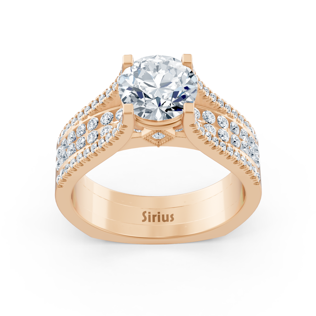 Bague Éternité et Pavé de Diamants en Or Rose