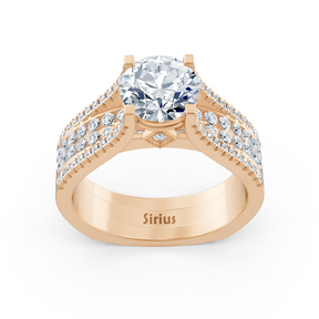 Bague Éternité et Pavé de Diamants en Or Rose