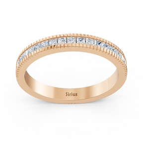 Bague de fiançailles en or rose 14 carats avec diamant taille princesse