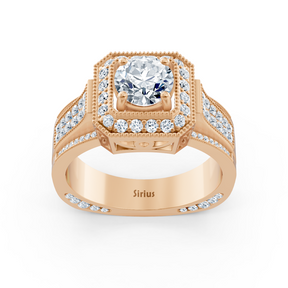 Birgie Sirius Roségold Passion Halo Diamantring mit Oktagon Schliffkranz