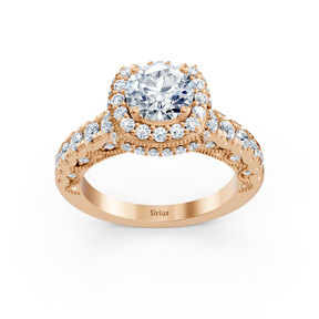 Birgie Sirius Roségold Halo Diamant Verlobungsring mit Rundschliff