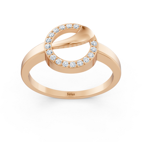 Bague gracieuse en or rose avec diamants sertis griffes