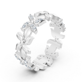 Sparkling white gold ring with diamonds – butterfly design