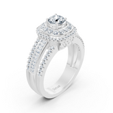 Doppel Halo Diamantring Weißgold