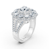 Bague diamant, émeraude et rubis en or blanc