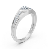 0.30 carat diamond accent ring in white gold with side diamonds