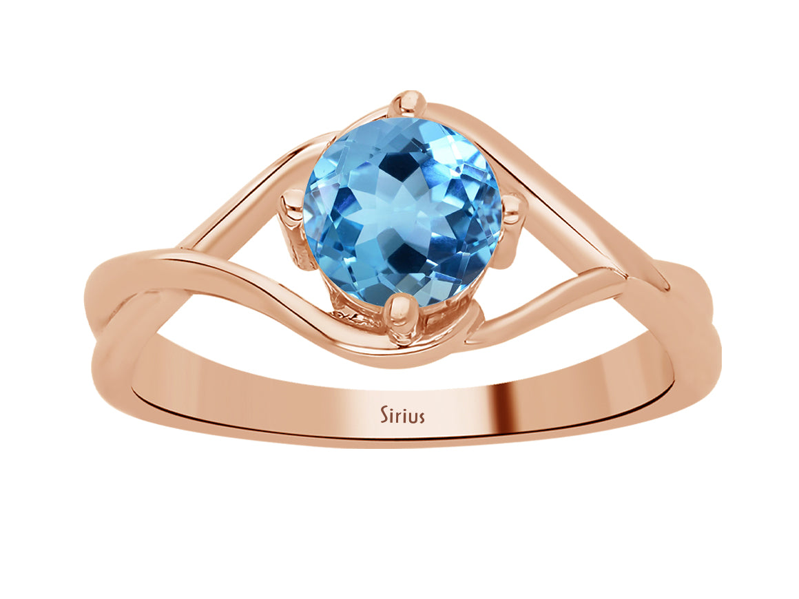 Birgie 1.00 Karat Blautopas Solitär Ring aus 8K Roségold
