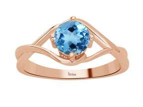 Birgie 1.00 Karat Blautopas Solitär Ring aus 8K Roségold