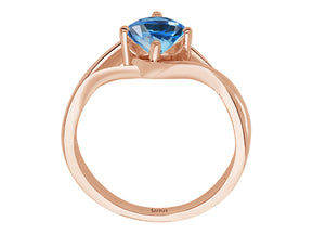 Birgie 1.00 Karat Blautopas Solitär Ring aus 8K Roségold