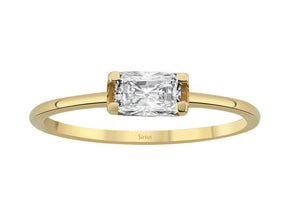 Eleganter Weißtopas Solitärring im Oktagonschliff, 1.02 Karat, 14K Gold
