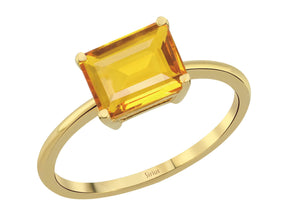 Birgie 1.53 Karat Oktagon Sitrin Ring 14 Karat Gold