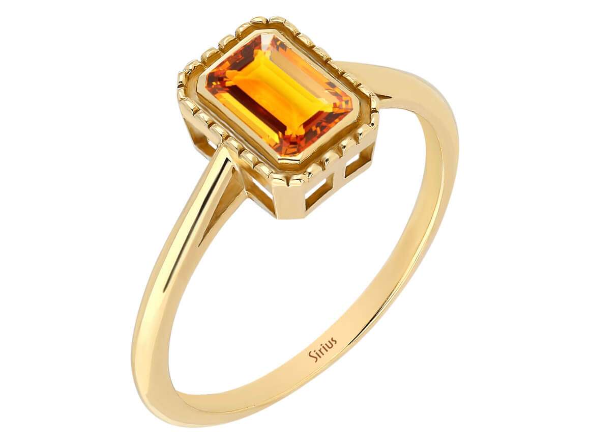Birgie 0.63 Karat Oktagon Sitrin Ring