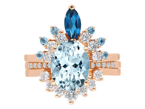 Birgie 0.85 Karat London Blautopas & Diamant Quasar Ring 14 Karat Gold