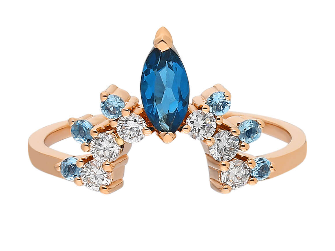 Birgie 0.53 Karat London Blautopas & Diamant Ring 14 Karat Gold