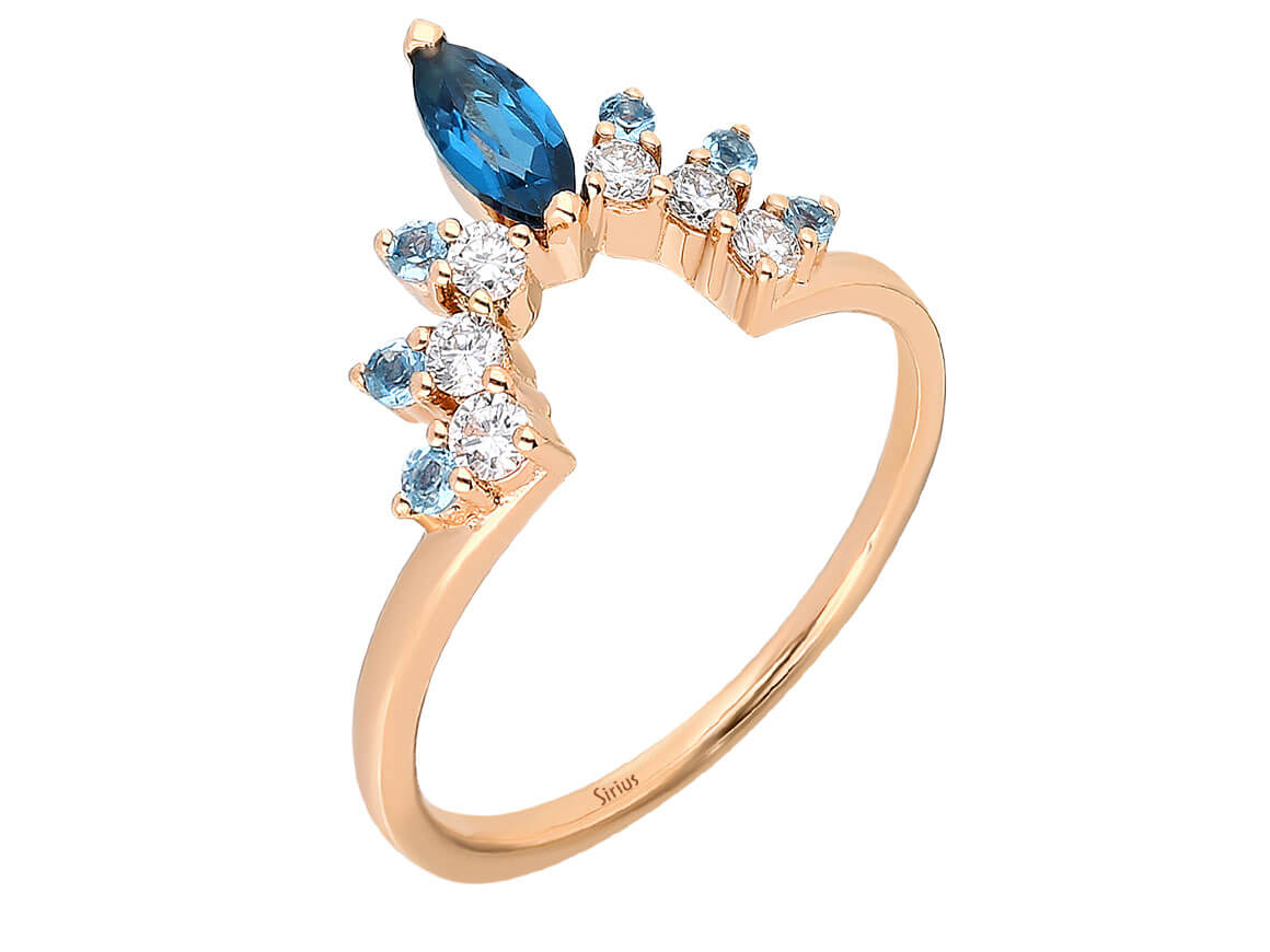 Birgie 0.53 Karat London Blautopas & Diamant Ring 14 Karat Gold