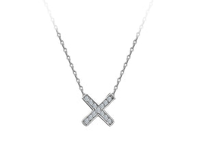 Birgie 0.11 Karat Diamant "X" Anhänger Kette 14 Karat Gold