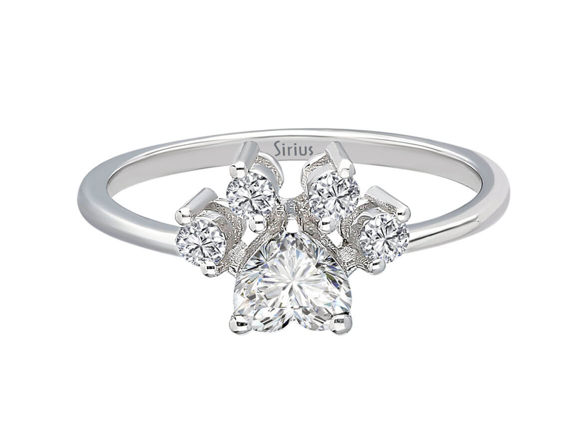 Birgie 0.52 Karat Weißtopas & Diamant Herz Ring 14 Karat Gold