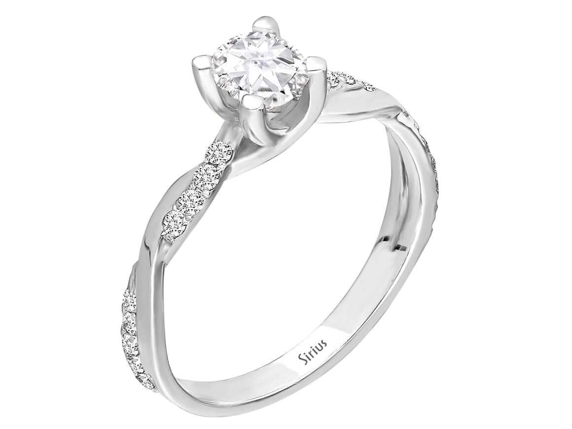 Birgie 0.80 Karat Diamant & Weißer Topas Ring 14 Karat Gold