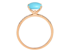 Birgie 2.10 Karat Türkis & Diamant Ring 14 Karat Gold