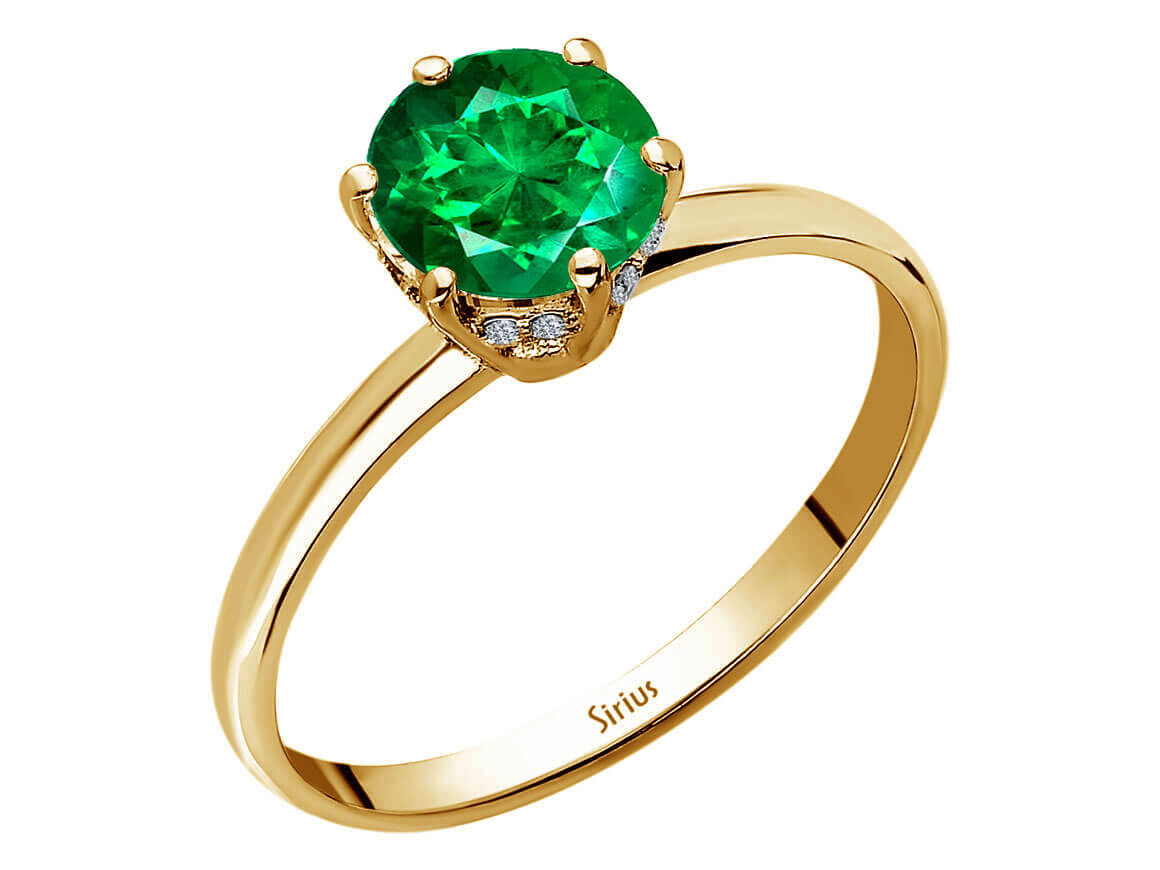 Birgie 0.85 Karat Diamant & Smaragd Ring 14 Karat Gold