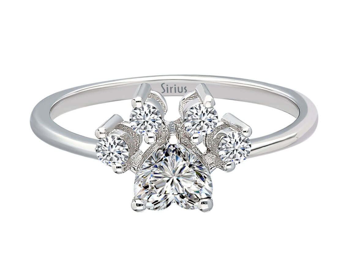 Birgie 0.38 Karat Diamant Katzenpfote Ring 14 Karat Gold