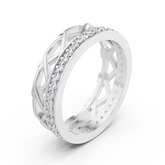 Anneau de diamant exclusif en or blanc 14 carats avec des diamants ronds