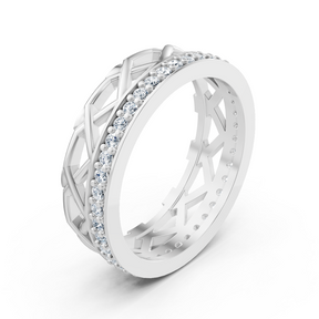 Exclusive diamond ring made of 14K white gold with round diamonds