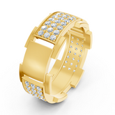 14 Karat Yellow Gold Design Trauring mit Diamaten - Diamond