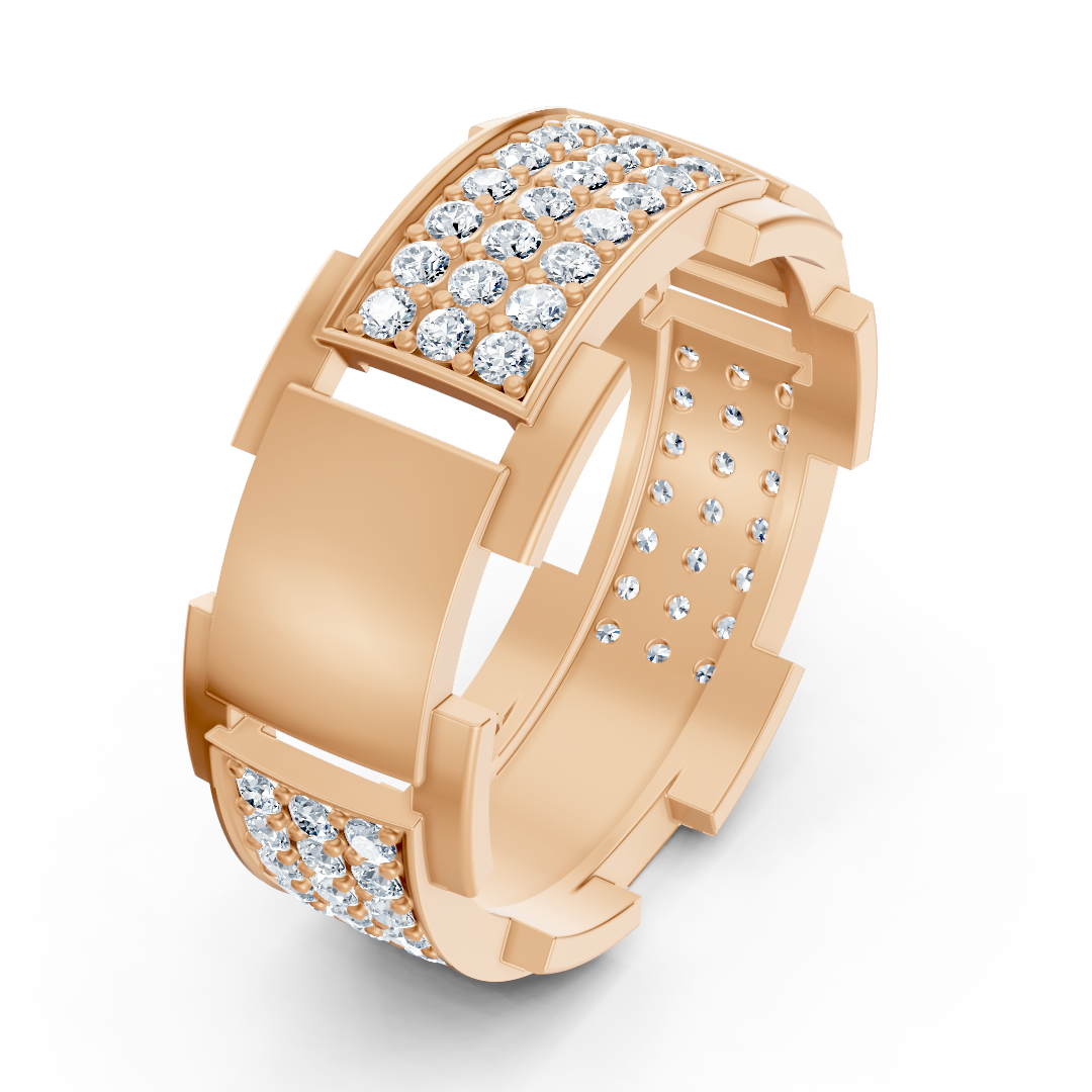 14 Karat Rose Gold Design Trauring mit Diamaten - Diamond