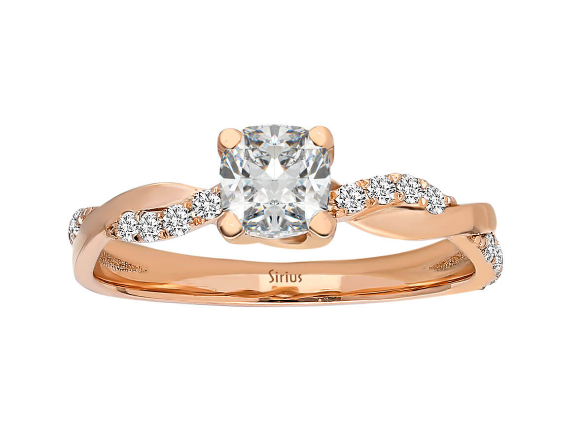 Birgie 0.60 Karat Diamant Kissen Ring 14 Karat Gold