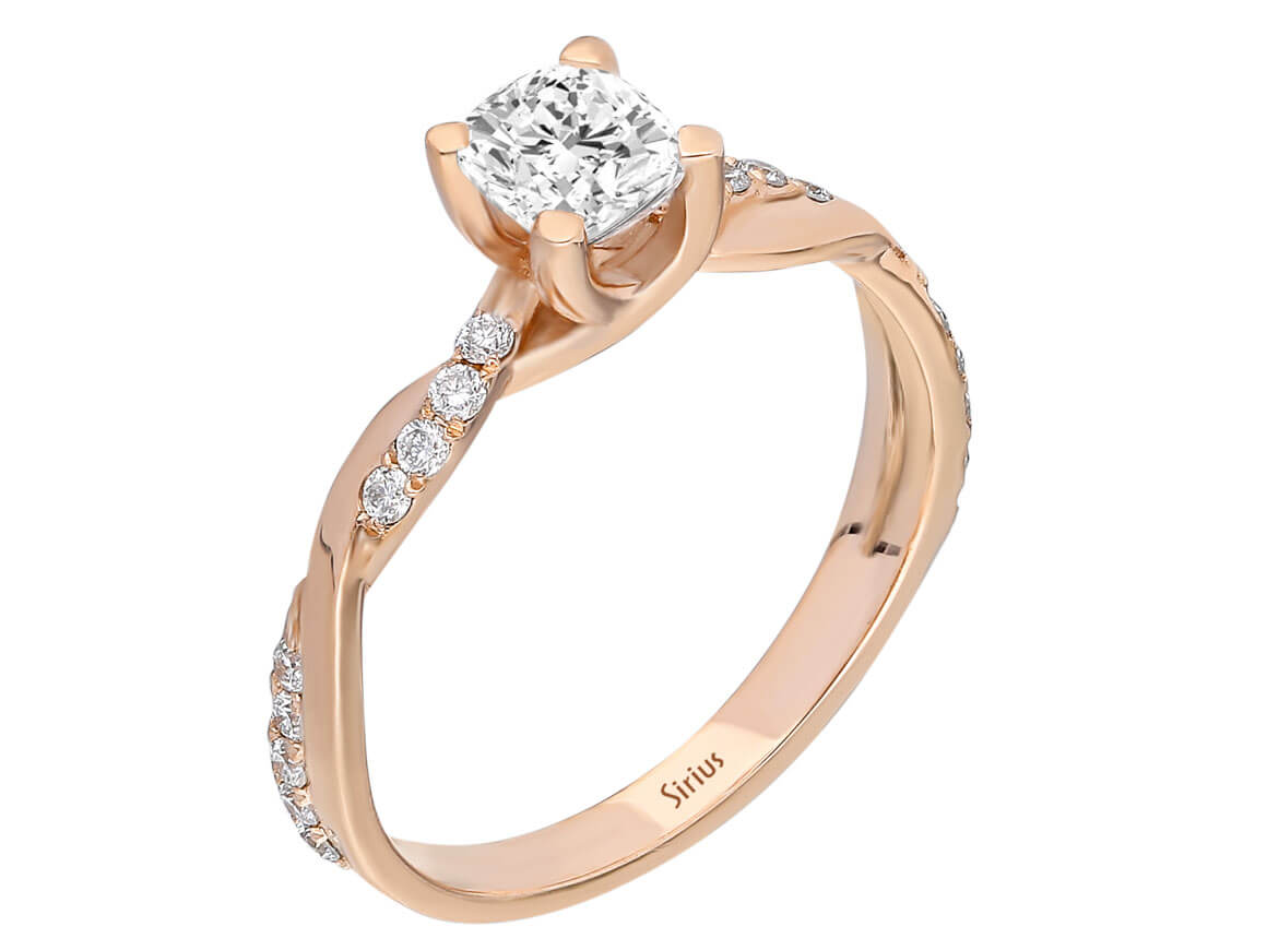 Birgie 0.60 Karat Diamant Kissen Ring 14 Karat Gold