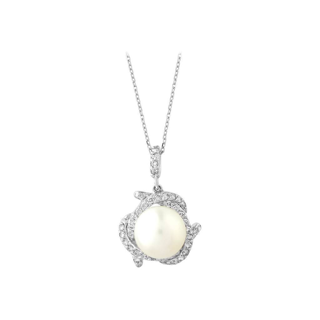 Diamant und Tropfen Perle Collier