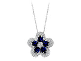 Collier Violet Diamant et Saphir Taille Ovale