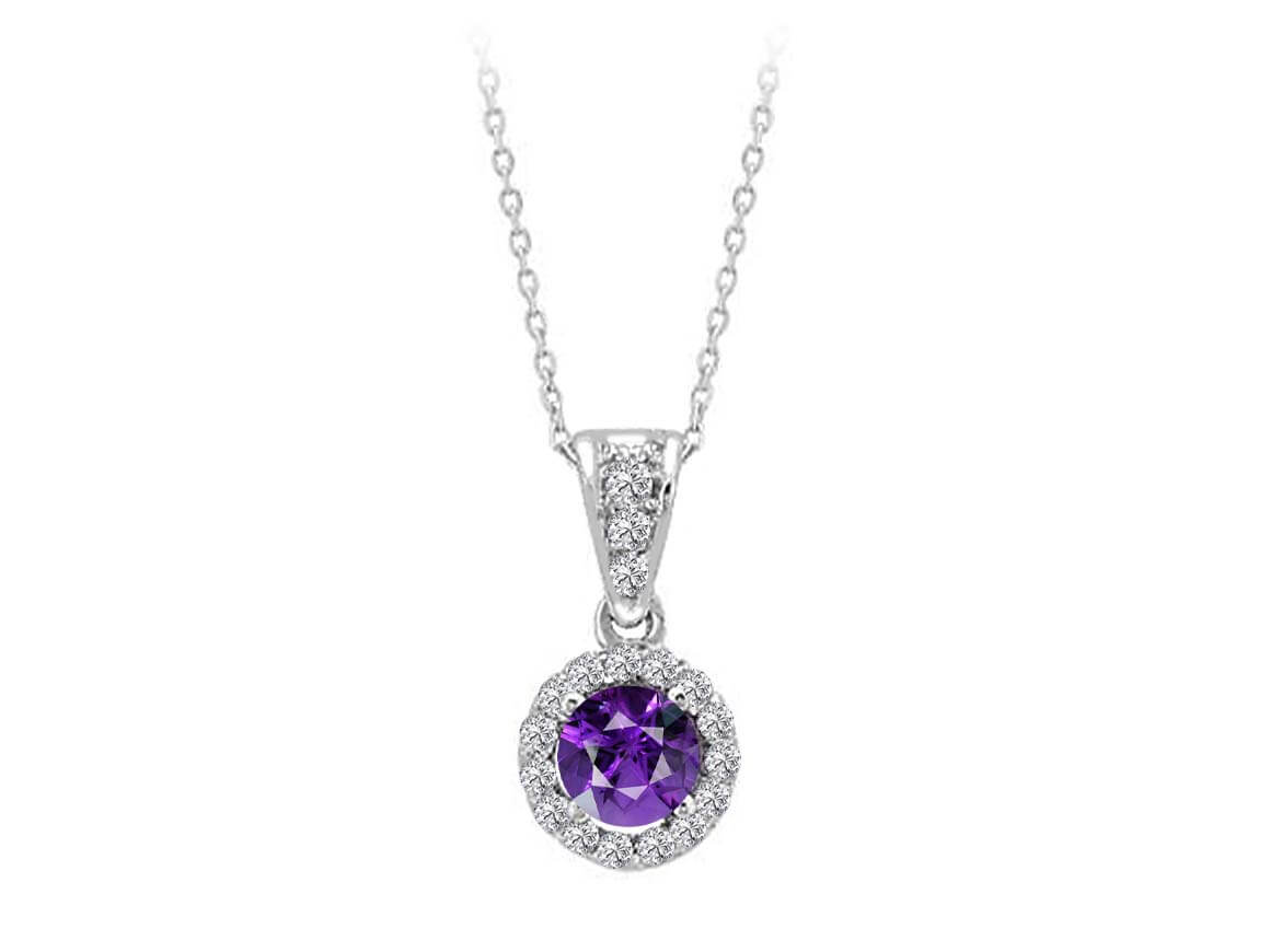 Diamant und Amethyst Collier