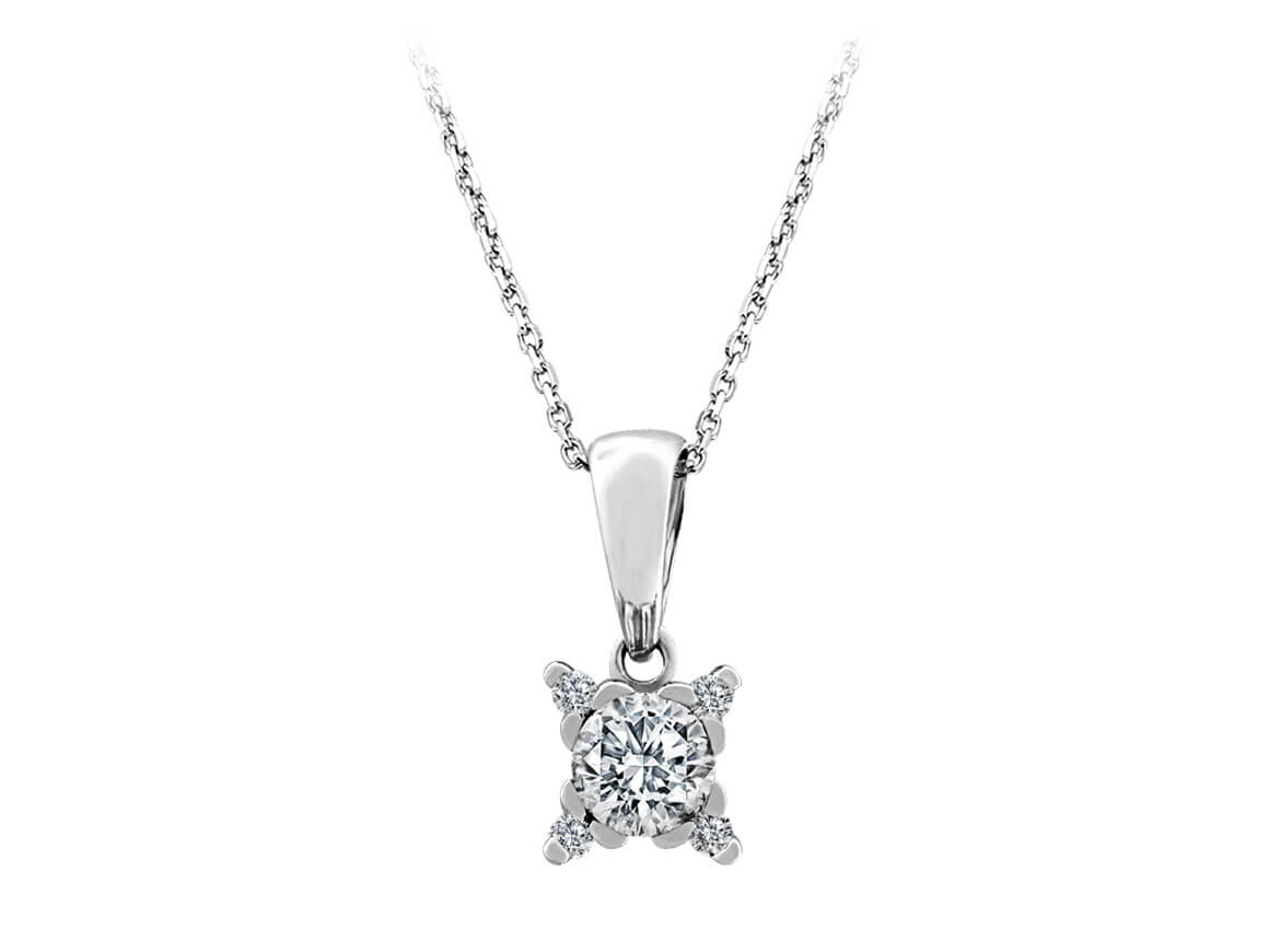 Insgesamt 0.41 Carat Diamant Solitär Collier