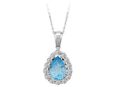 Diamant und Tropfen Blauer Topas Collier