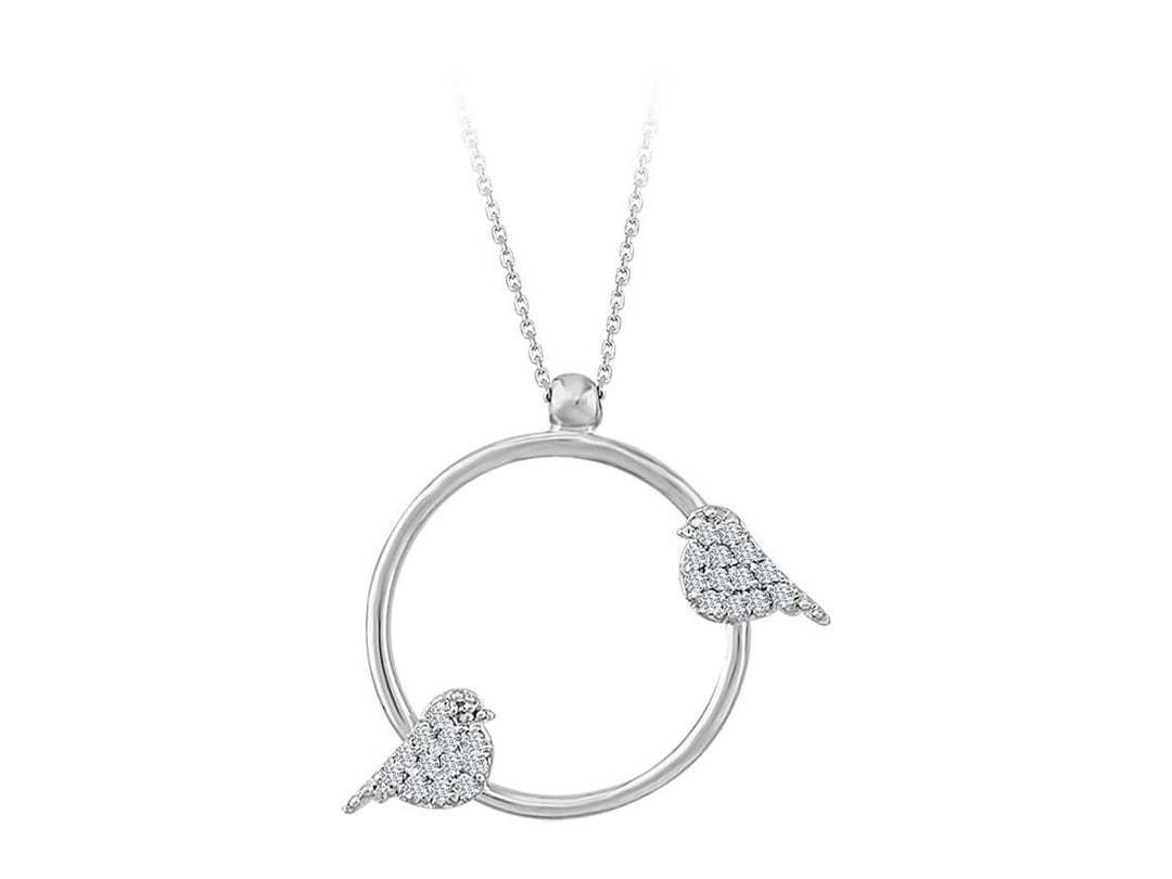 Collier Oiseau Argent Avec Diamants Arc-en-ciel - Occasion, Un Diamant Manque