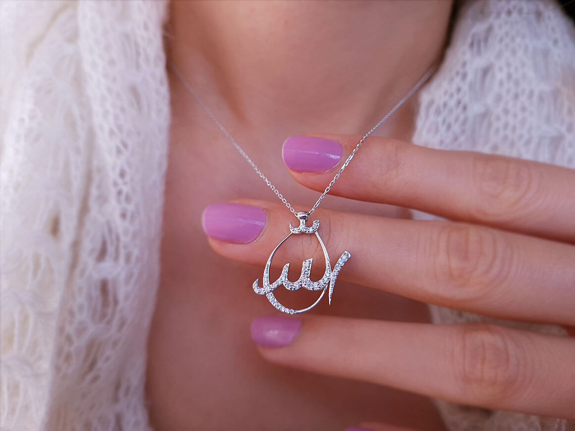 Diamant " Allah " Schriftlich Collier