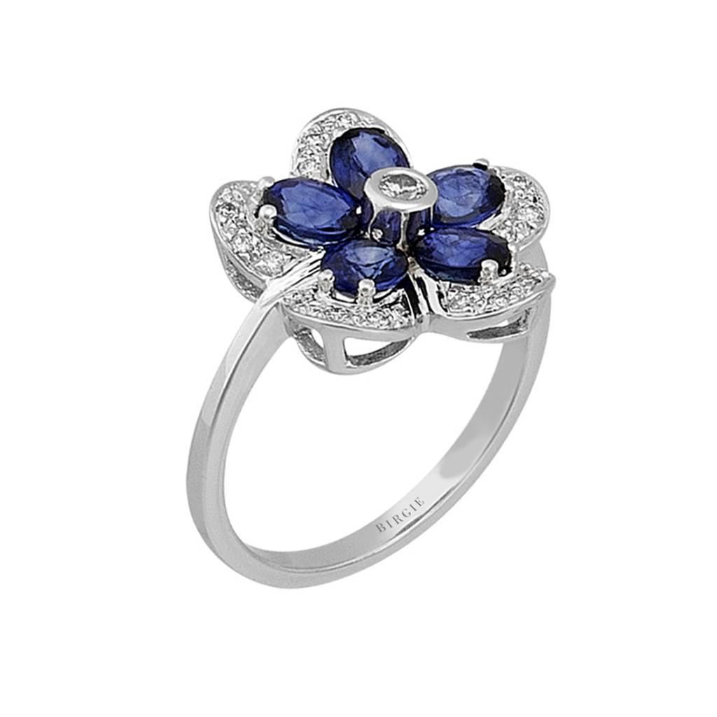 Diamant und Oval Blaue Saphir Violett Ring