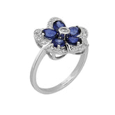 Diamant und Oval Blaue Saphir Violett Ring