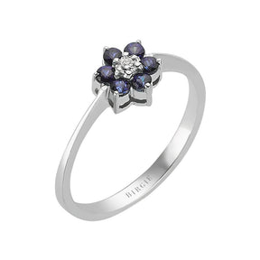 Diamant und Saphir Gänseblümchen Ring