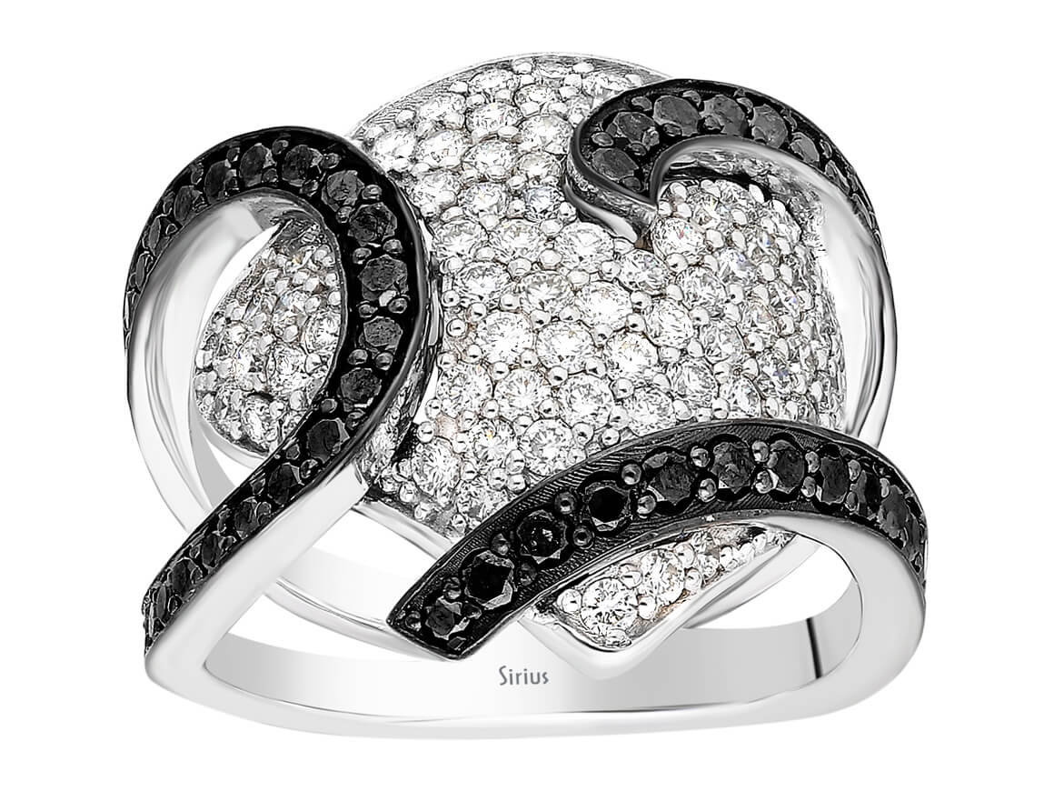 Weißer und Schwarzer Diamant Ring