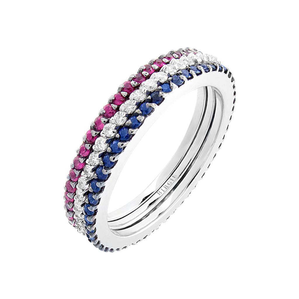 Diamond, Ruby and Sapphire Eternity Wedding Ring