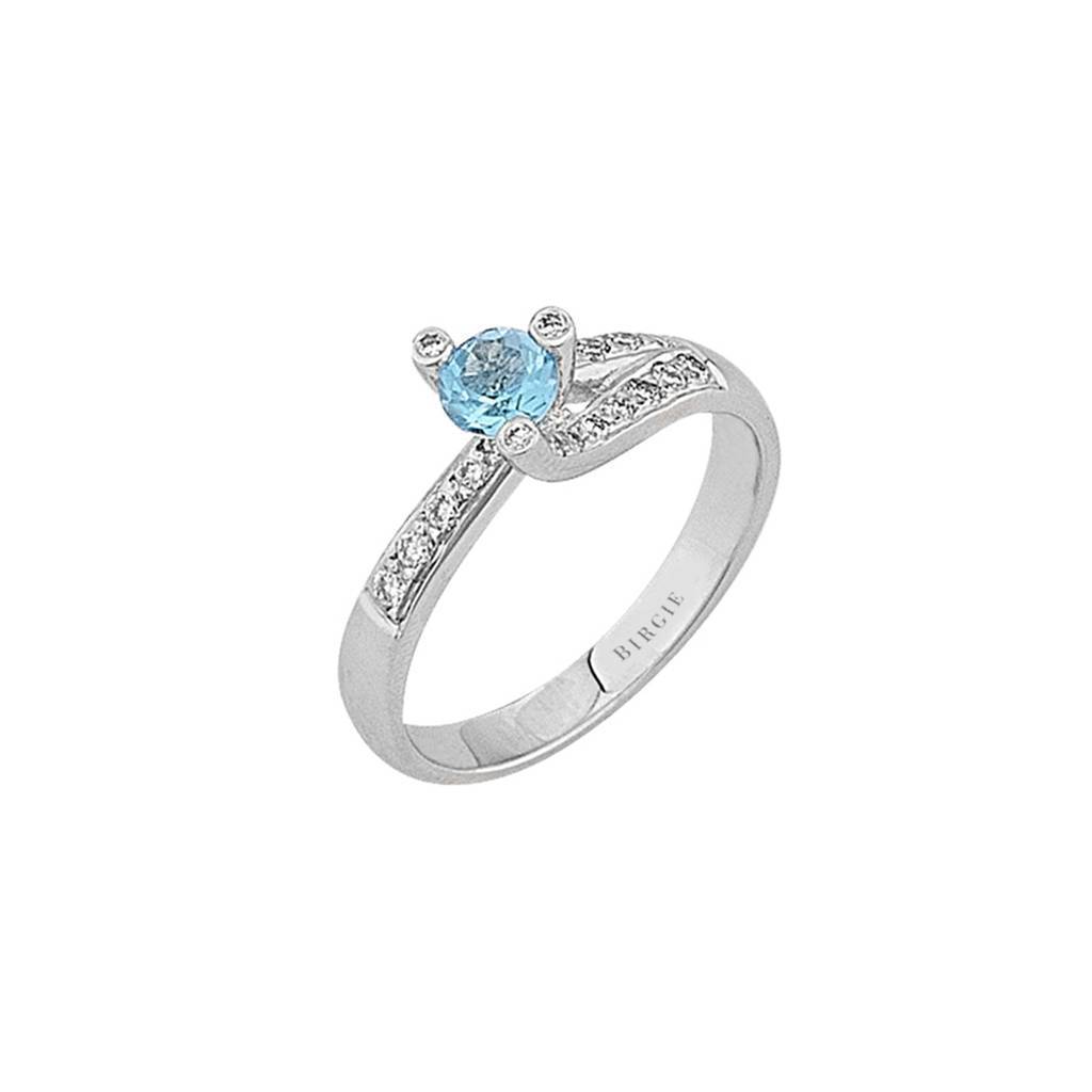 Diamant und Blauer Topas Ring