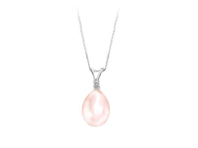 Diamant und Tropfen Rose Perle Halskette