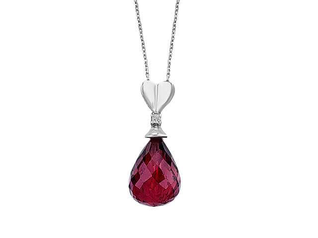 Diamant und Tropfen Garnet Halskette